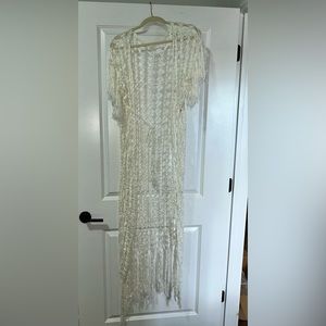 Flook The Label… Open Front Long Crochet Swim Dress Size Small